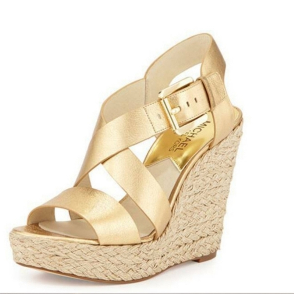 Michael Kors Gold Espadrille Wedges